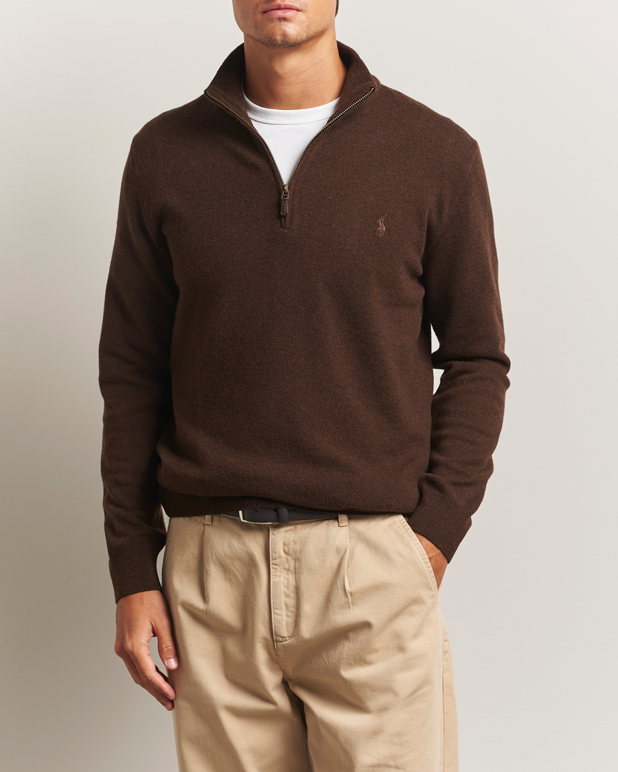 Homme | Pulls Et Tricots | Polo Ralph Lauren | Merino Half-Zip Sweater Cacao Brown Heather