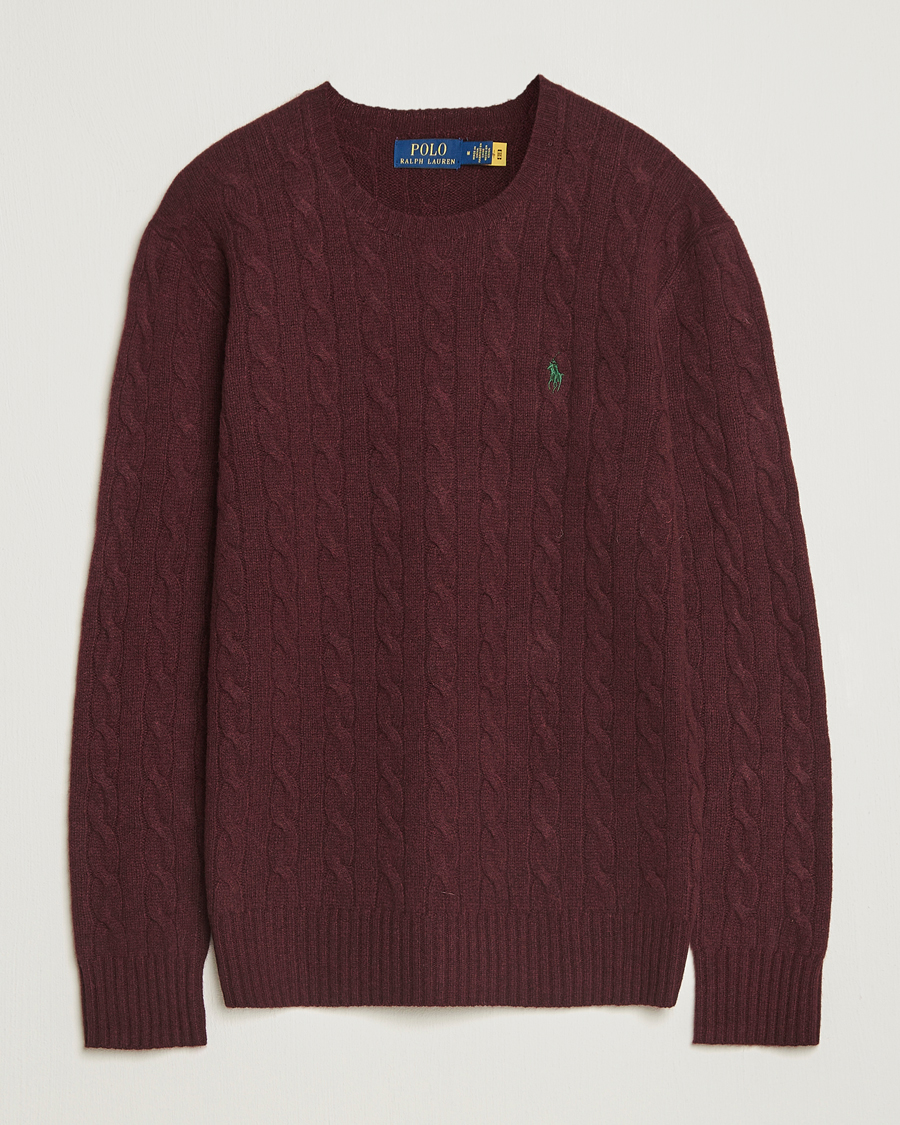Heren | Truien | Polo Ralph Lauren | Wool/Cashmere Cable Crew Neck Aged Wine Heather
