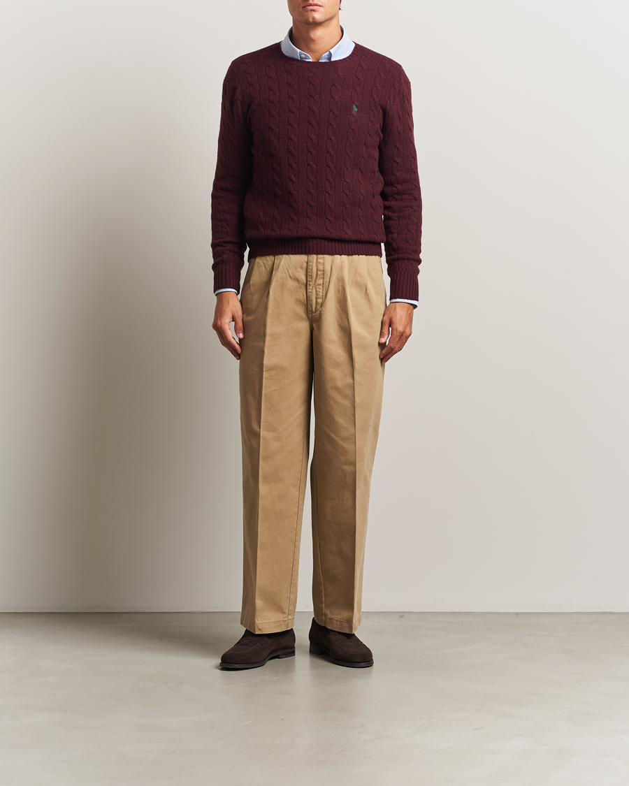 Heren | Truien | Polo Ralph Lauren | Wool/Cashmere Cable Crew Neck Aged Wine Heather