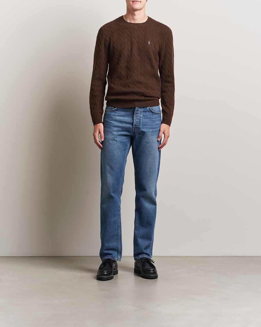 Heren | Truien | Polo Ralph Lauren | Wool/Cashmere Cable Crew Neck Cacao Brown Heather