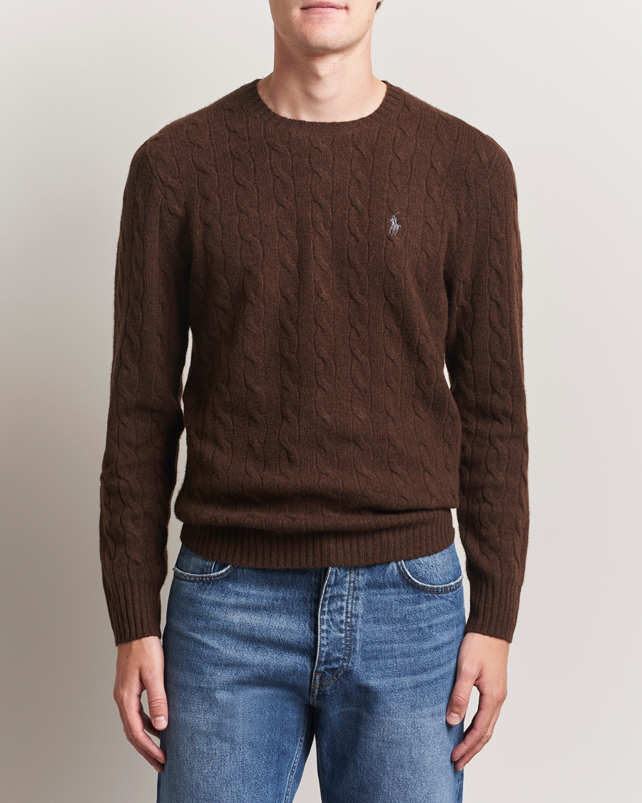 Heren | Truien | Polo Ralph Lauren | Wool/Cashmere Cable Crew Neck Cacao Brown Heather