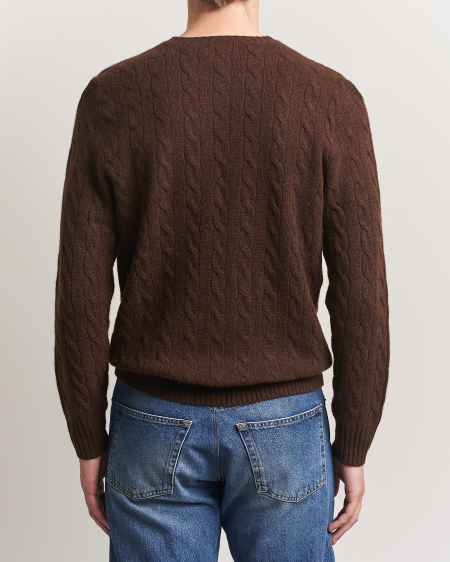 Heren | Truien | Polo Ralph Lauren | Wool/Cashmere Cable Crew Neck Cacao Brown Heather