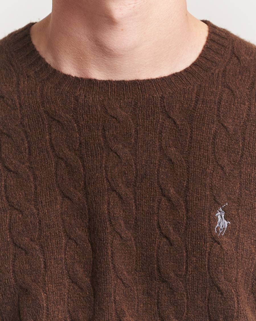 Heren | Truien | Polo Ralph Lauren | Wool/Cashmere Cable Crew Neck Cacao Brown Heather