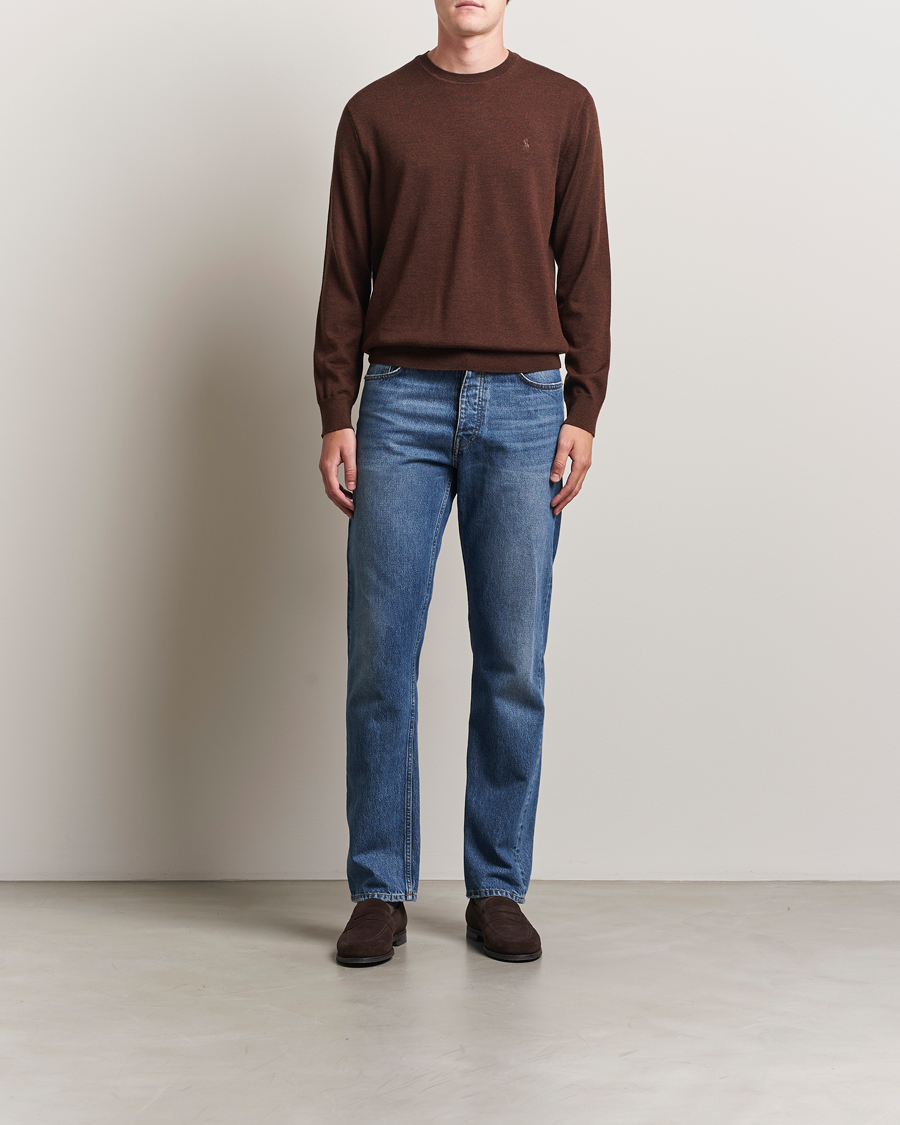 Homme | Pulls Et Tricots | Polo Ralph Lauren | Merino Crew Neck Pullover Burnt Brown Melange