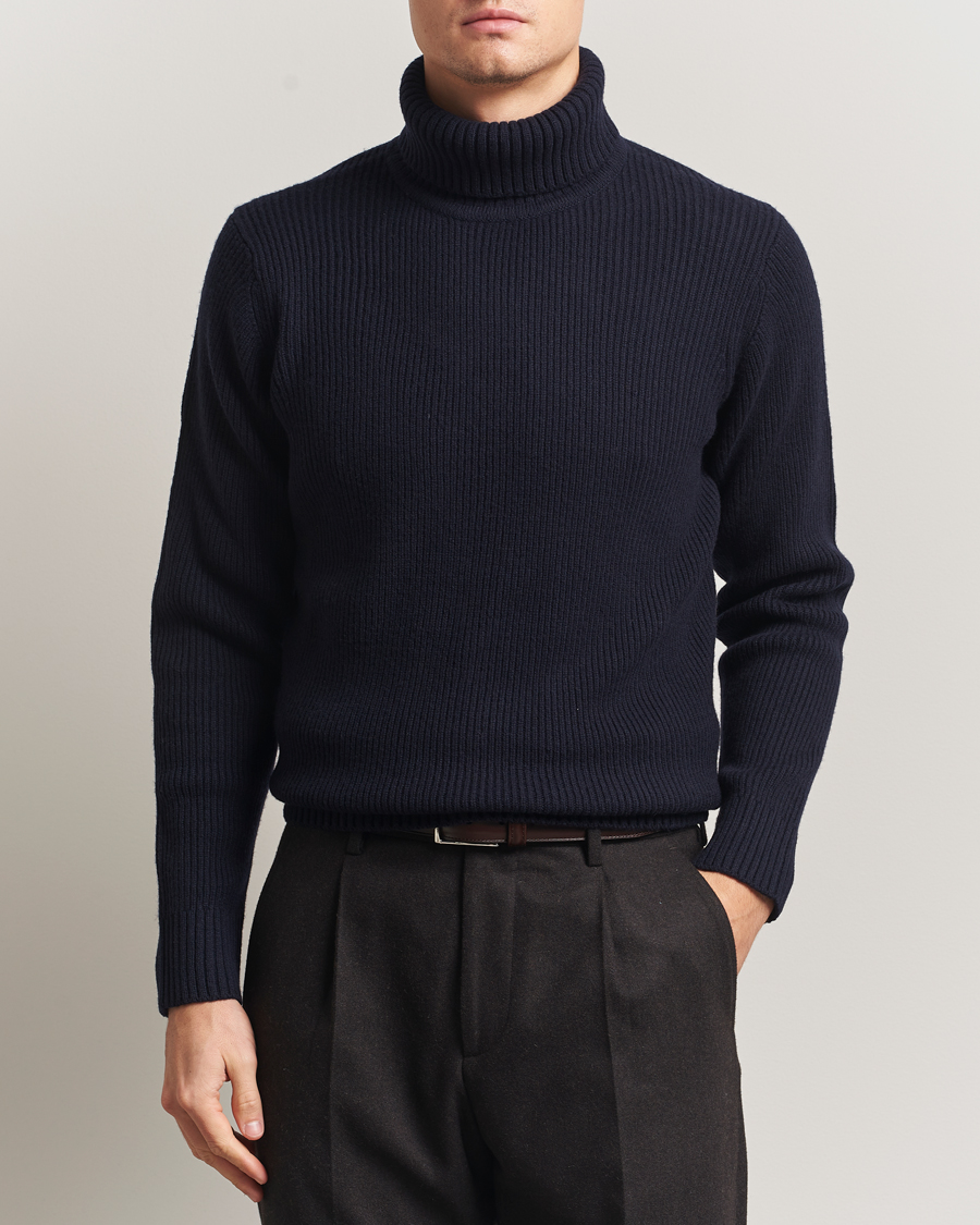 Homme | Pulls Et Tricots | Charles Tyrwhitt | Chunky Merino Roll Neck Navy