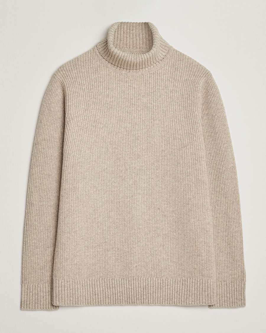 Homme | Pulls Et Tricots | Charles Tyrwhitt | Chunky Merino Roll Neck Oatmeal
