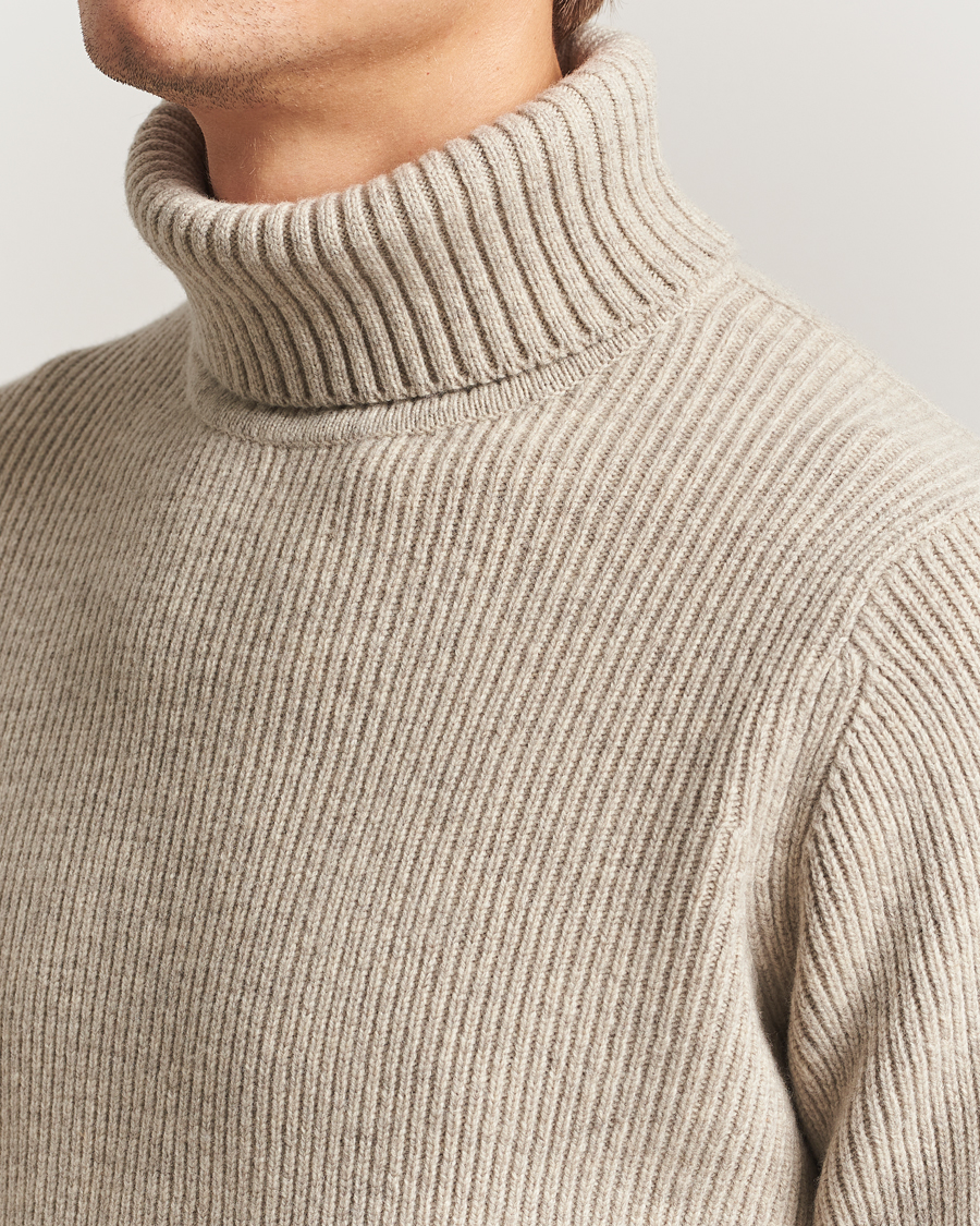 Homme | Pulls Et Tricots | Charles Tyrwhitt | Chunky Merino Roll Neck Oatmeal