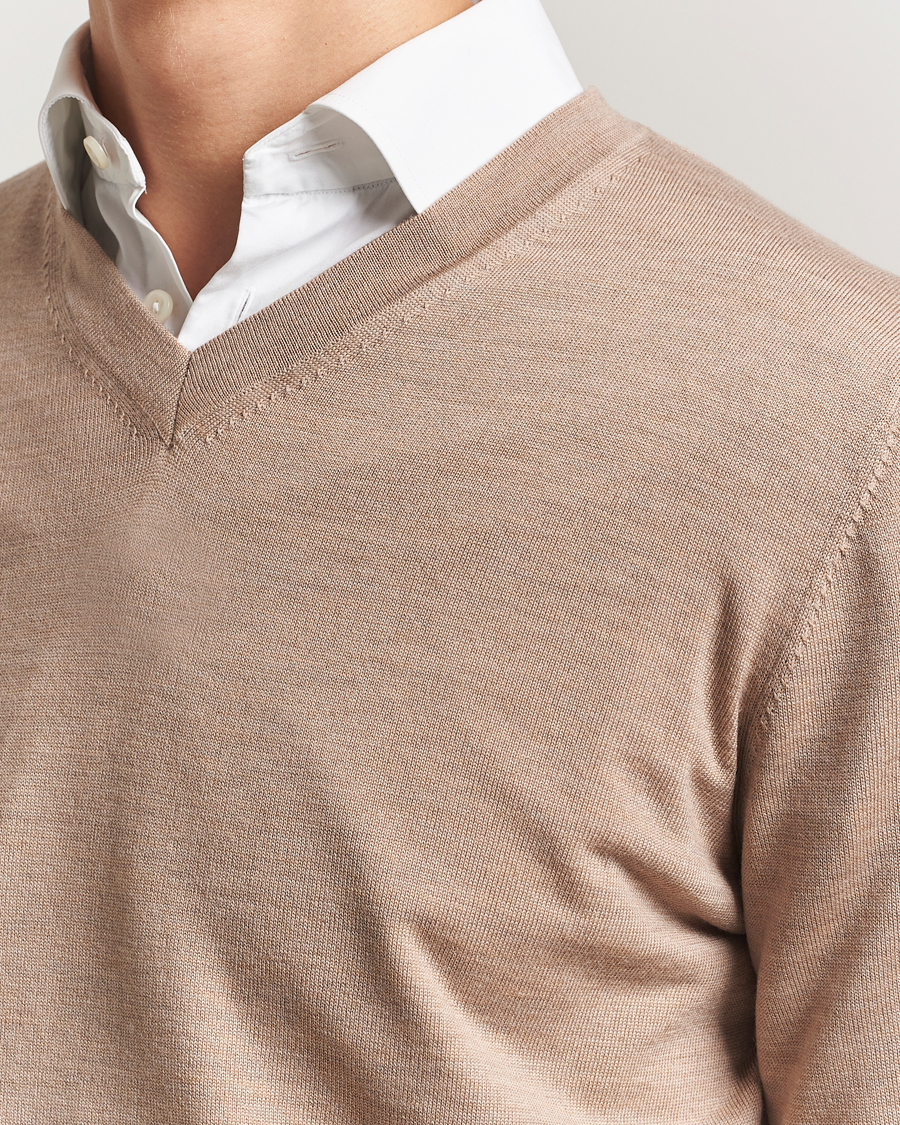 Heren | Truien | Charles Tyrwhitt | Pure Merino V-Neck Jumper Oatmeal