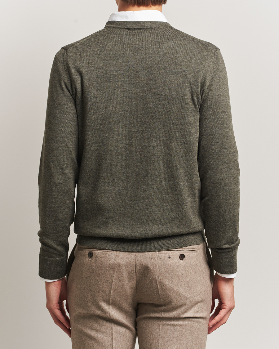 Homme | Pulls Et Tricots | Charles Tyrwhitt | Pure Merino V-Neck Jumper Olive Green