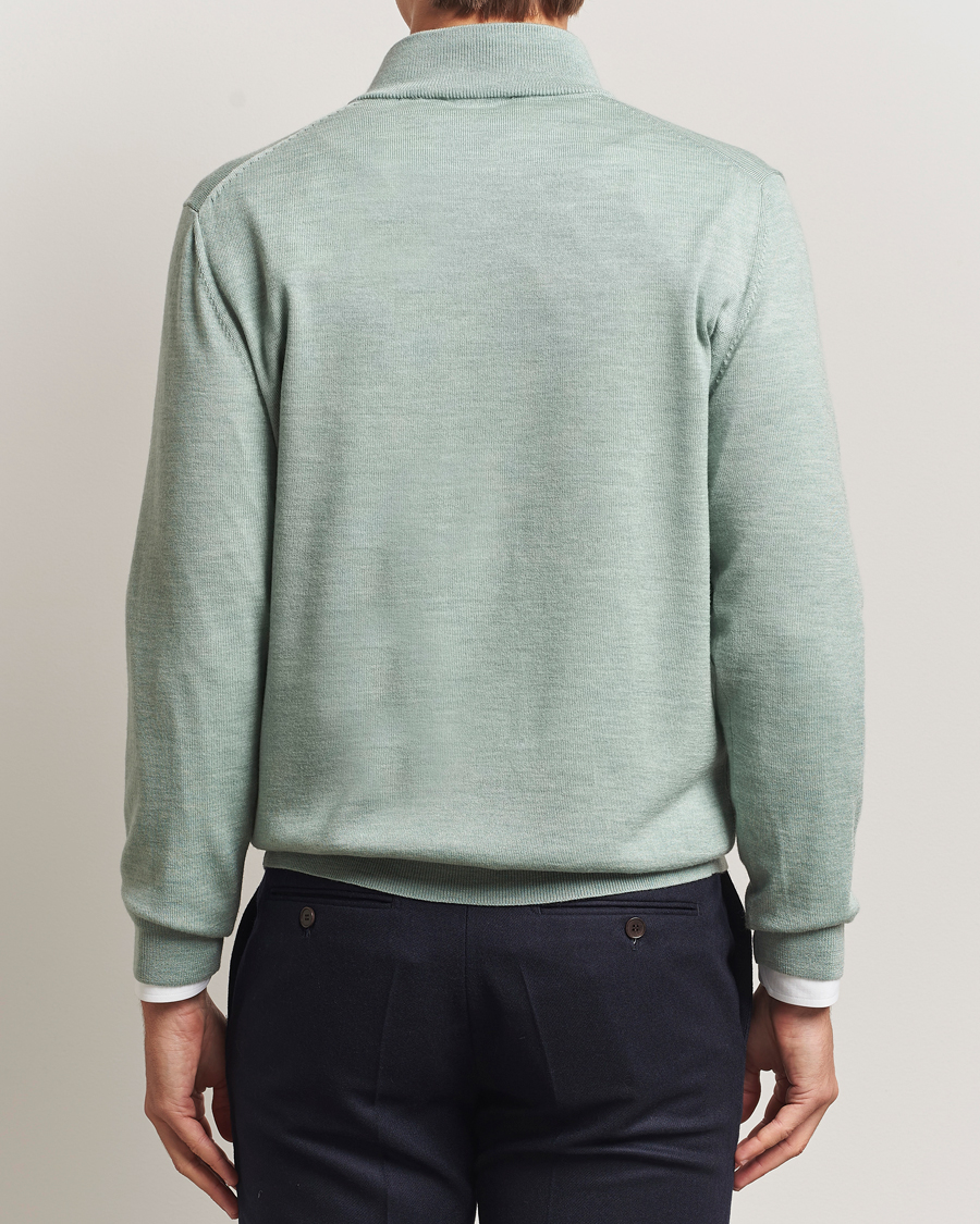 Homme | Pulls Et Tricots | Charles Tyrwhitt | Pure Merino Zip Neck Jumper Pale Teal Green