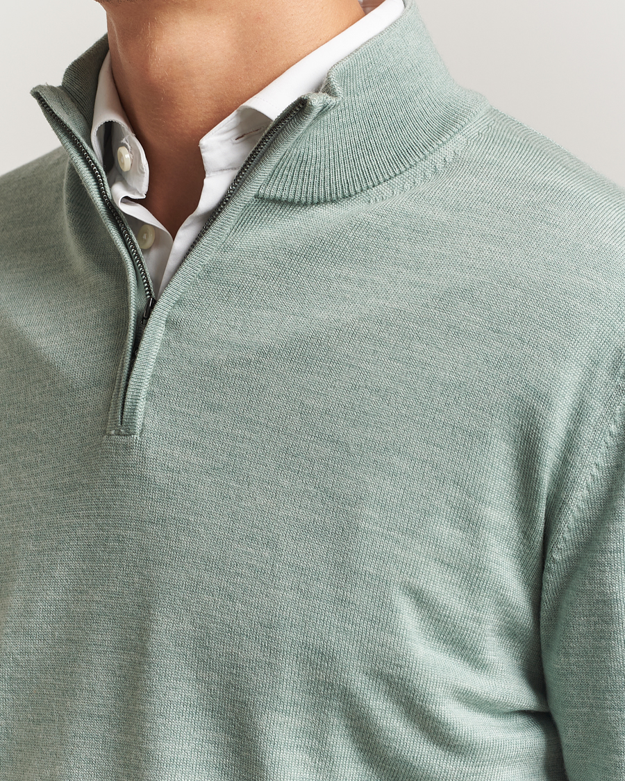 Homme | Pulls Et Tricots | Charles Tyrwhitt | Pure Merino Zip Neck Jumper Pale Teal Green
