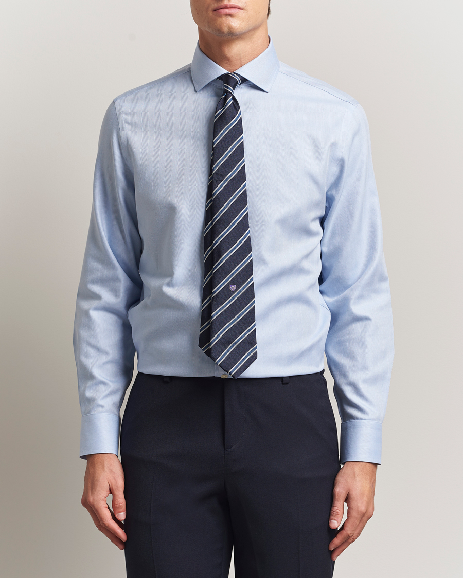 Homme | Chemises | Charles Tyrwhitt | Slim Fit Non Iron Herringbone Cut Away Shirt Sky
