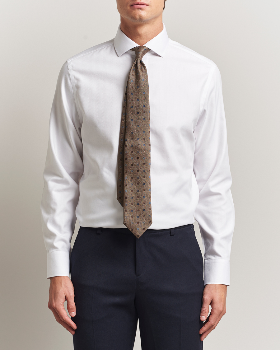 Heren | Overhemden | Charles Tyrwhitt | Slim Fit Non Iron Herringbone Cut Away Shirt White
