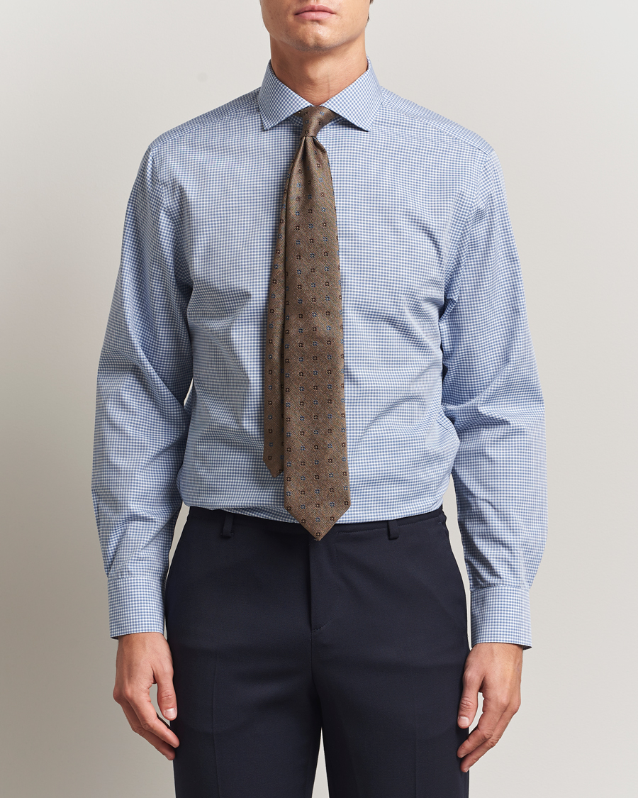 Heren | Overhemden | Charles Tyrwhitt | Slim Fit Non Iron Poplin Gingham Shirt Royal Blue