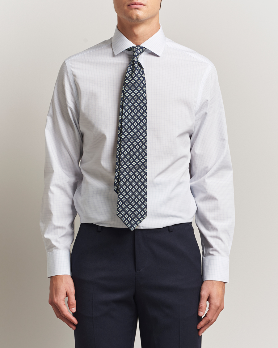 Homme | Chemises | Charles Tyrwhitt | Slim Fit Non Iron Poplin Check Shirt Ice Blue