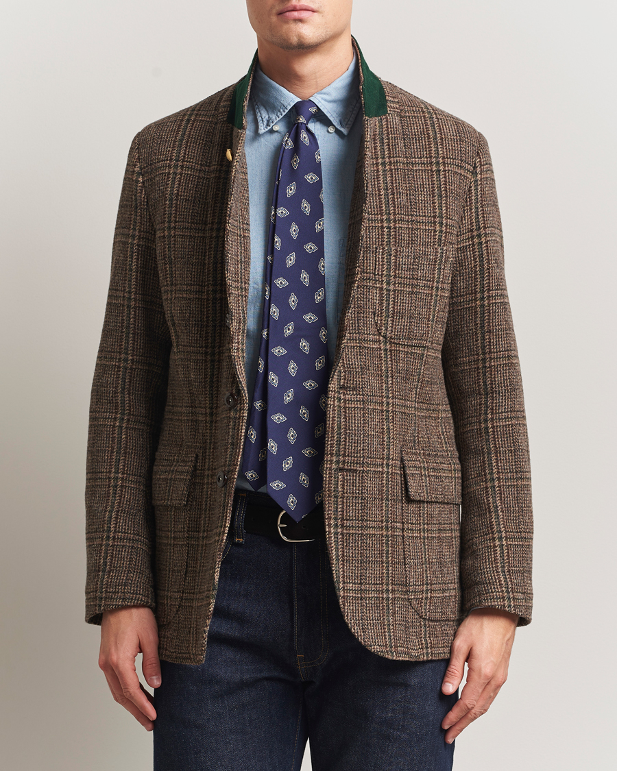 Homme | Blazers | Drake's | MKVII Harris Tweed Blazer Brown