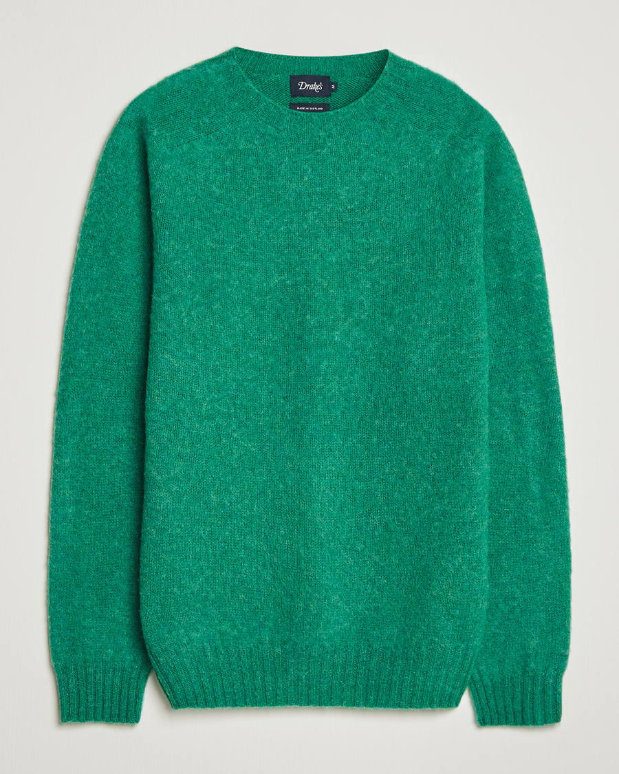 Homme | Pulls Et Tricots | Drake's | Brushed Shetland Crew Pixie Green