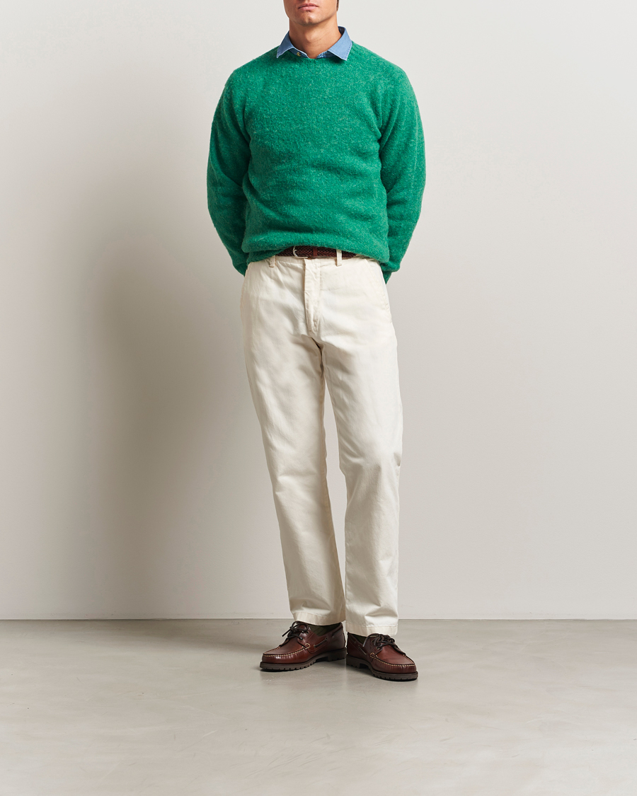 Homme | Pulls Et Tricots | Drake's | Brushed Shetland Crew Pixie Green