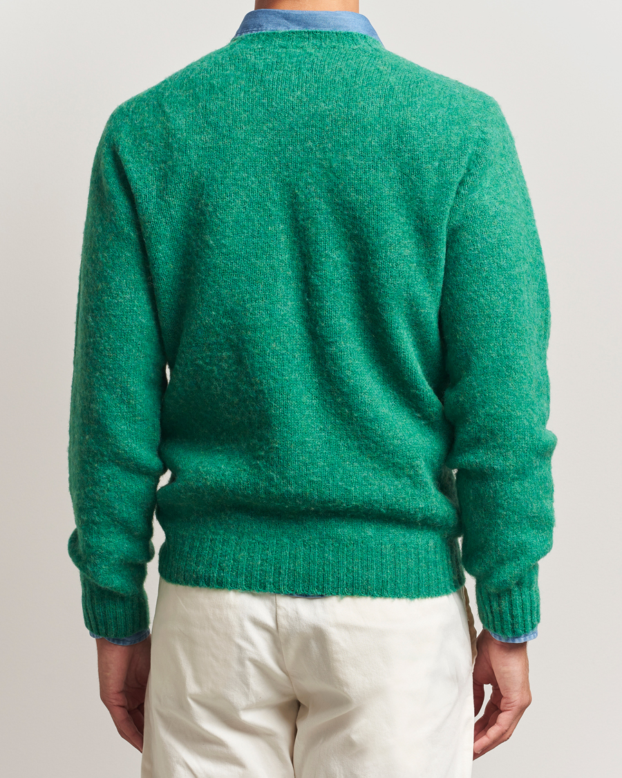 Homme | Pulls Et Tricots | Drake's | Brushed Shetland Crew Pixie Green