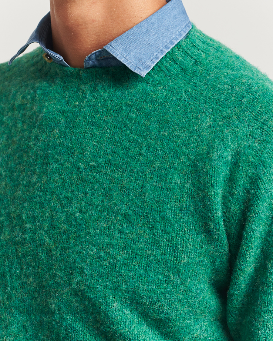 Homme | Pulls Et Tricots | Drake's | Brushed Shetland Crew Pixie Green