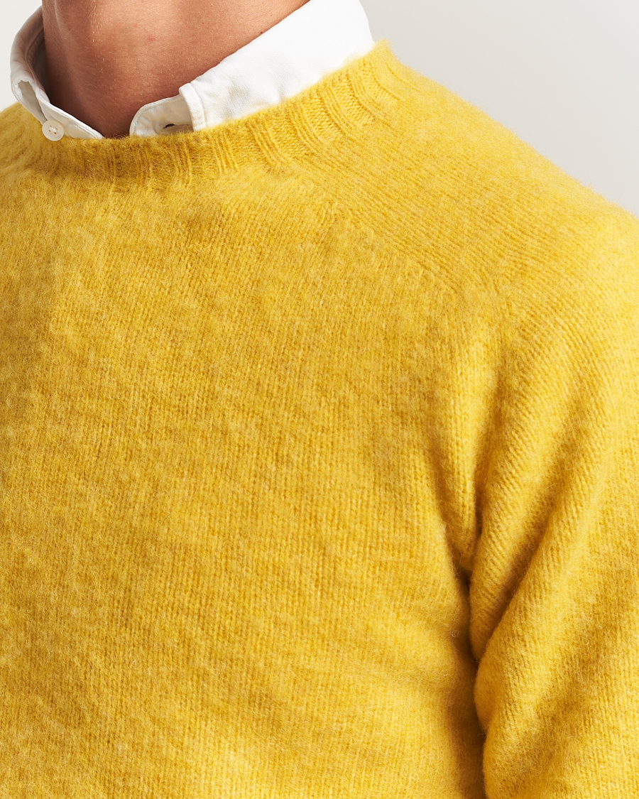 Heren | Truien | Drake's | Brushed Shetland Crew Yellow