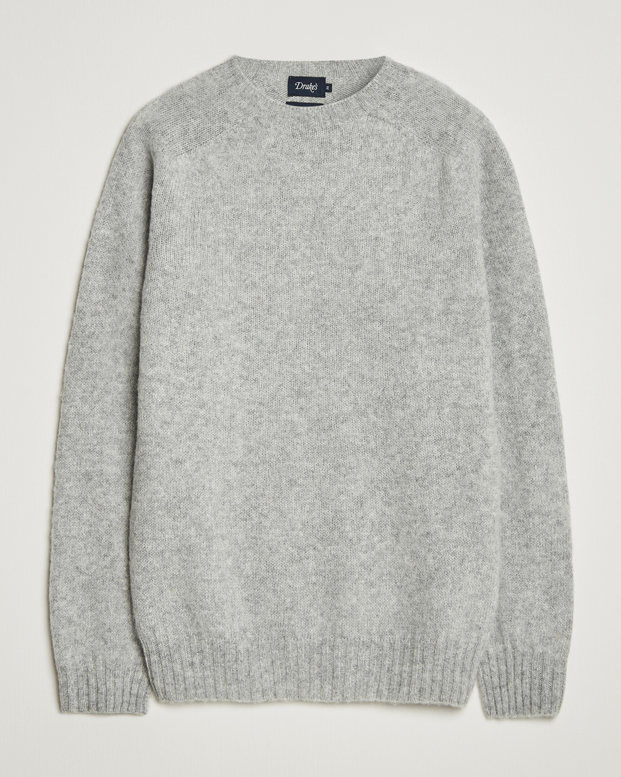 Heren | Truien | Drake's | Brushed Shetland Crew Grey