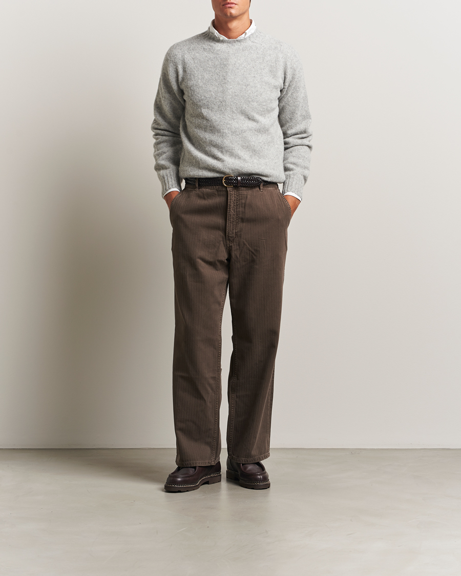 Heren | Truien | Drake's | Brushed Shetland Crew Grey
