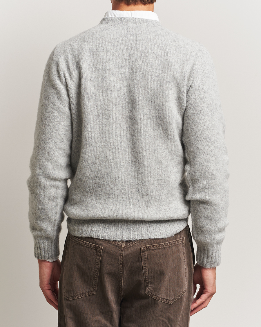 Heren | Truien | Drake's | Brushed Shetland Crew Grey