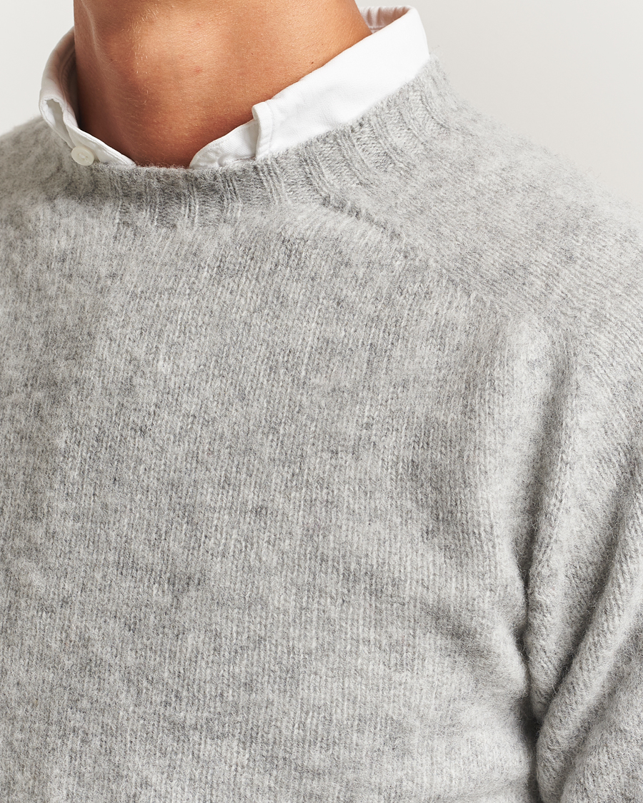 Heren | Truien | Drake's | Brushed Shetland Crew Grey