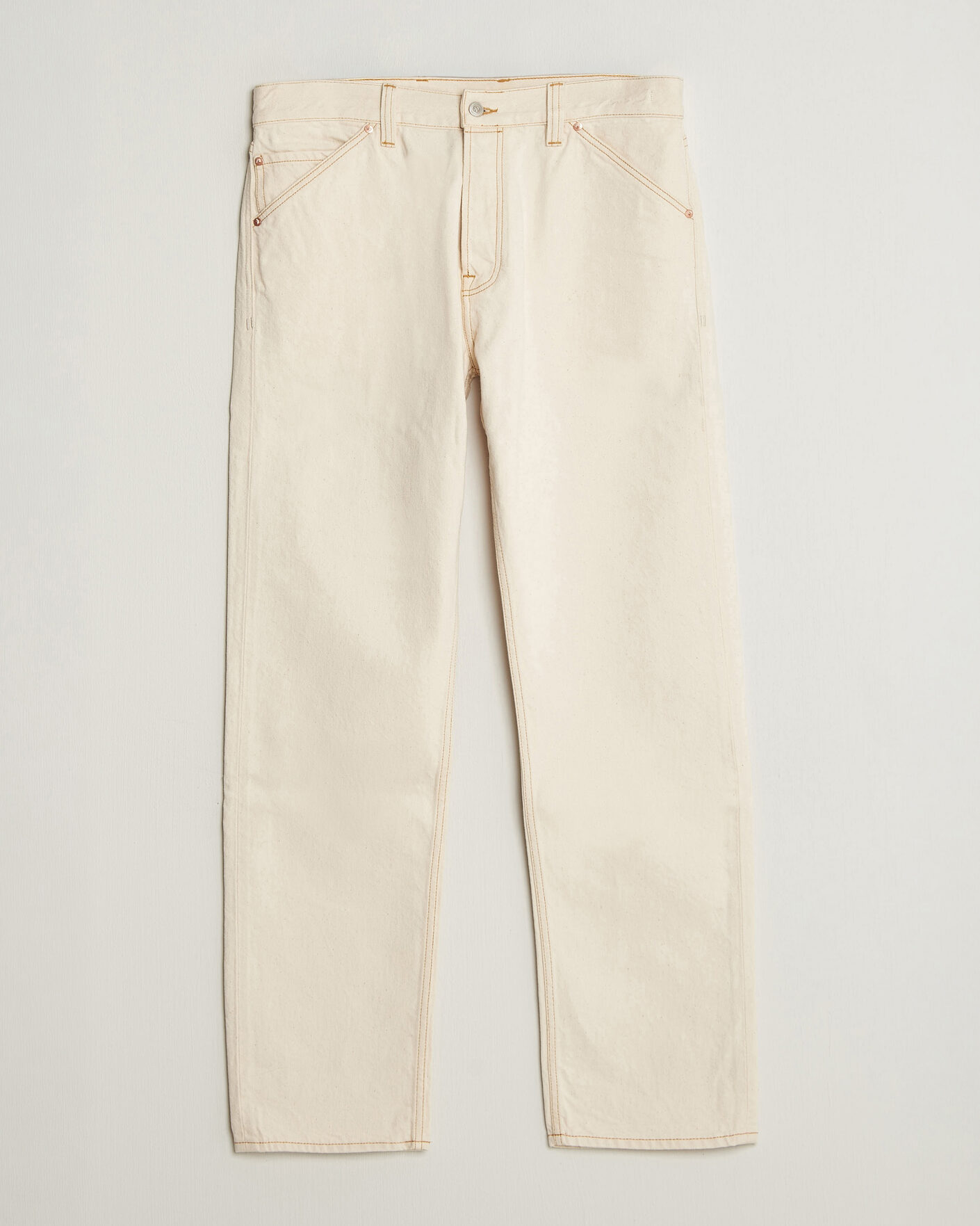 Homme | Jeans | Drake's | 5-Pocket Heavy Cotton Jeans Ecru