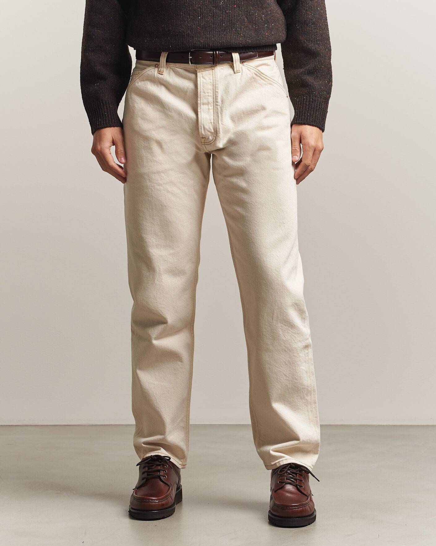 Homme | Jeans | Drake's | 5-Pocket Heavy Cotton Jeans Ecru