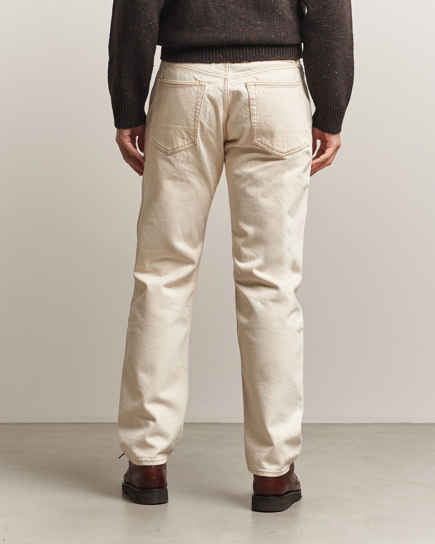 Homme | Jeans | Drake's | 5-Pocket Heavy Cotton Jeans Ecru