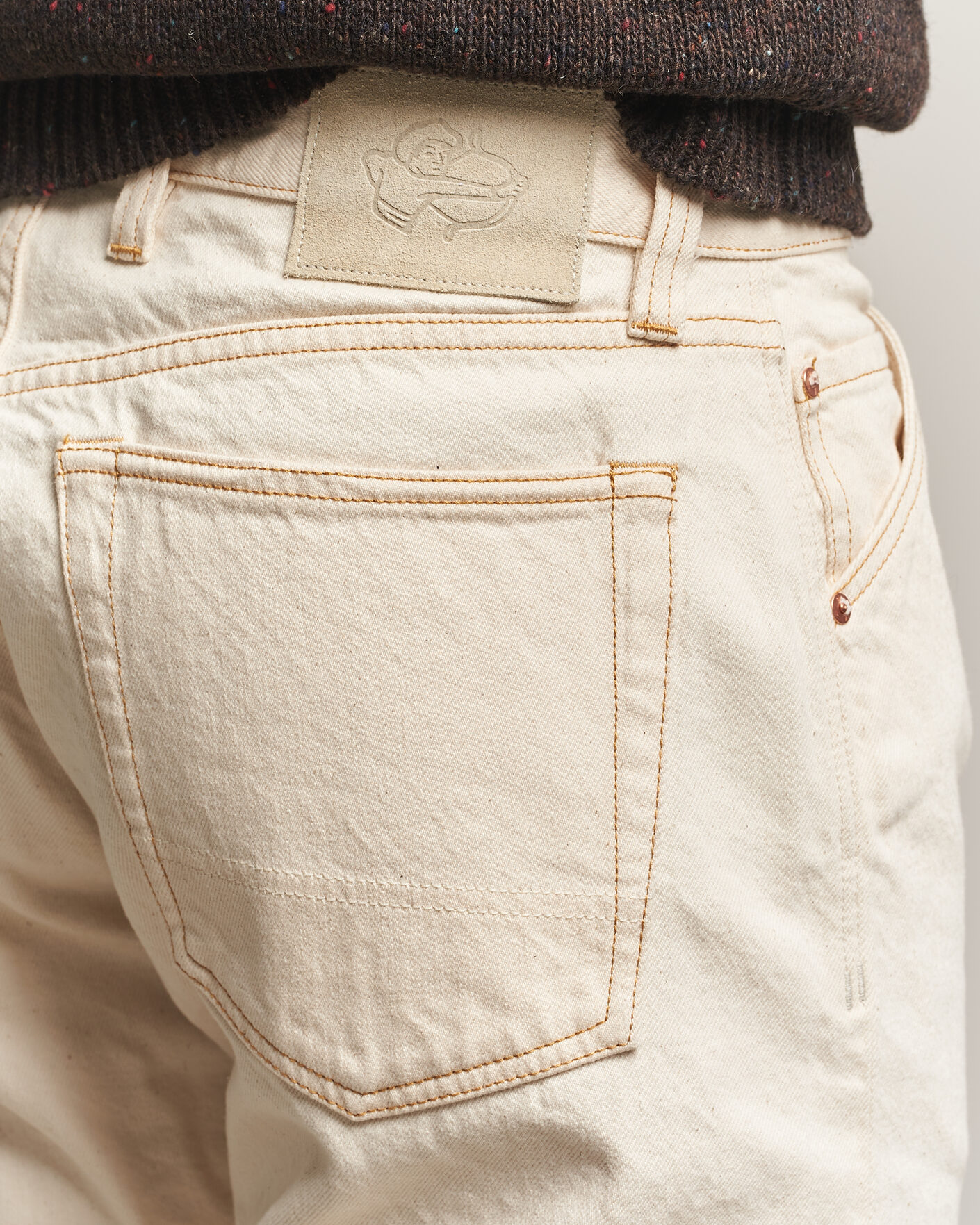 Homme | Jeans | Drake's | 5-Pocket Heavy Cotton Jeans Ecru