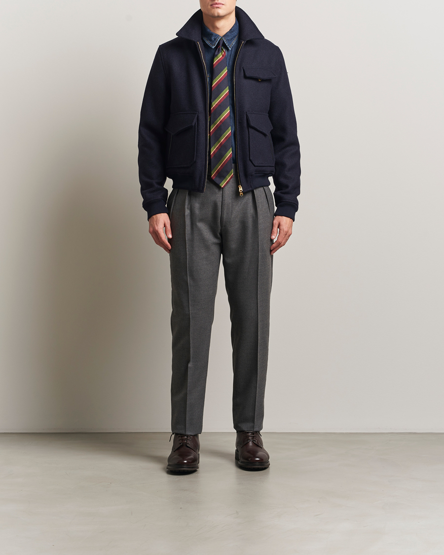 Homme | Manteaux Et Vestes | Drake's | Melton Bomber Jacket Navy