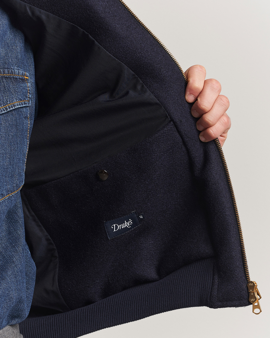 Homme | Manteaux Et Vestes | Drake's | Melton Bomber Jacket Navy