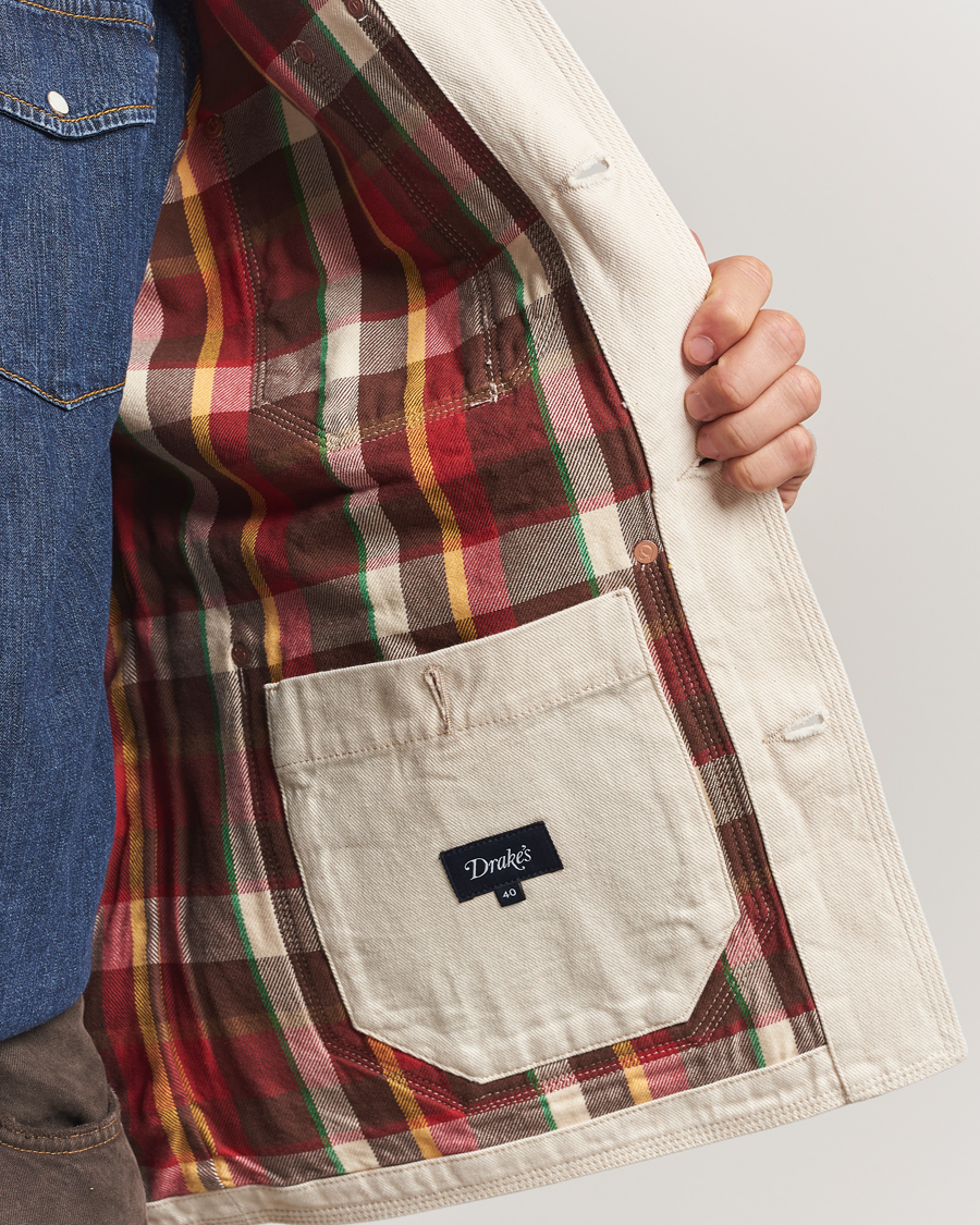 Heren | Jassen | Drake's | Denim Welder Jacket Ecru