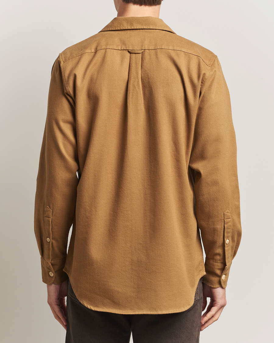Heren | Overhemden | Drake's | Brushed Twill Camp Collar Shirt Sand