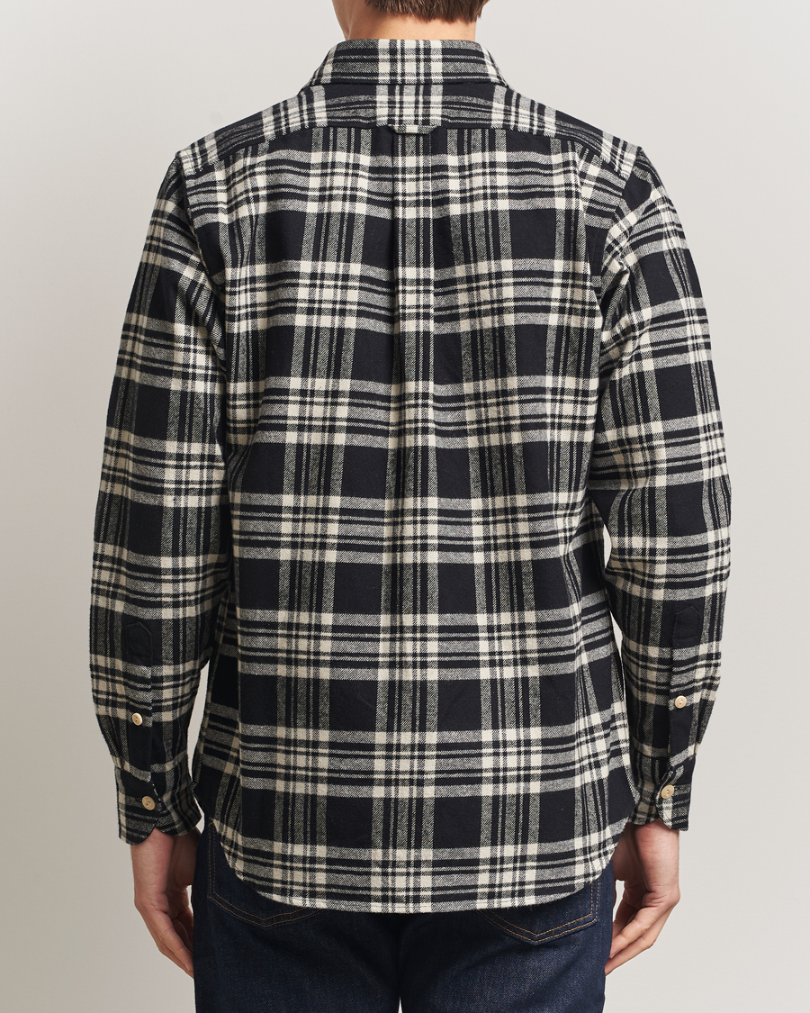 Homme | Chemises | Drake's | Check Heavy Cotton Work Shirt Navy/White