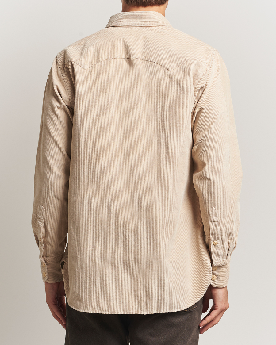 Heren | Overhemden | Drake's | Fine Corduroy Work Shirt Ecru