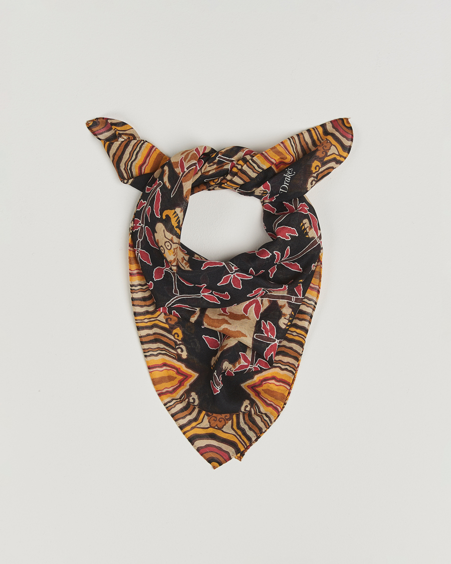 Homme | Drake's Tiger Bandana Black | Drake's | Tiger Bandana Black