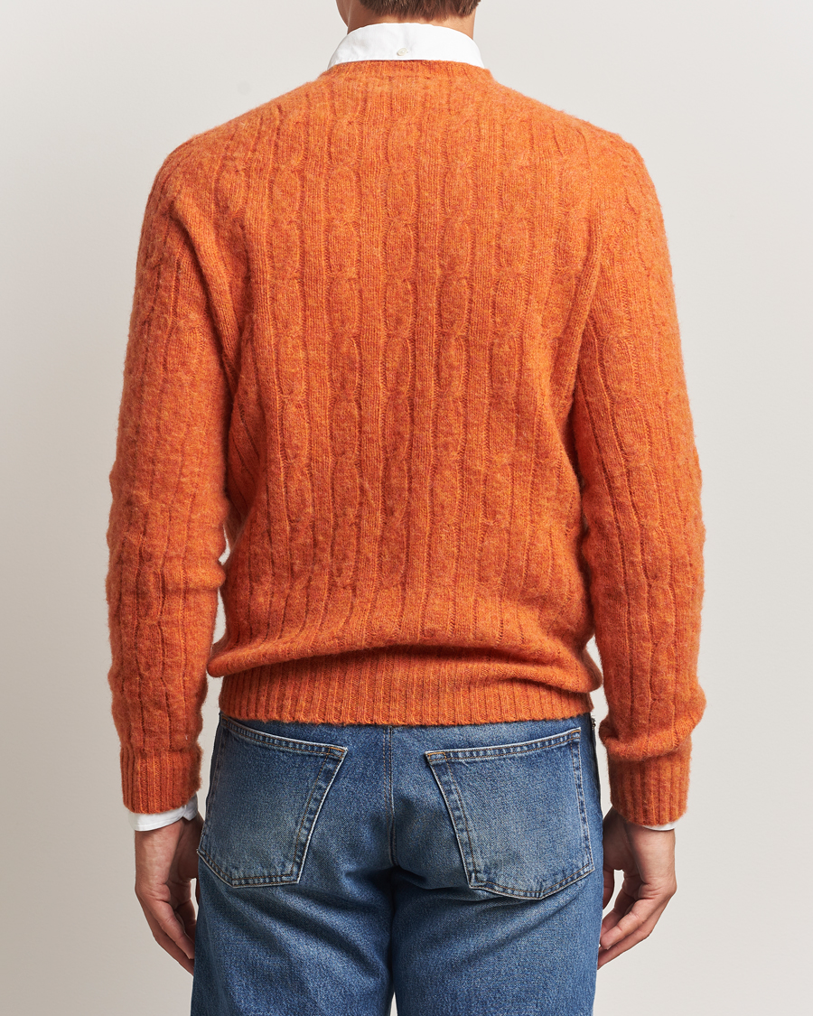 Heren | Truien | Morris | Brushed Cable Sweater Orange