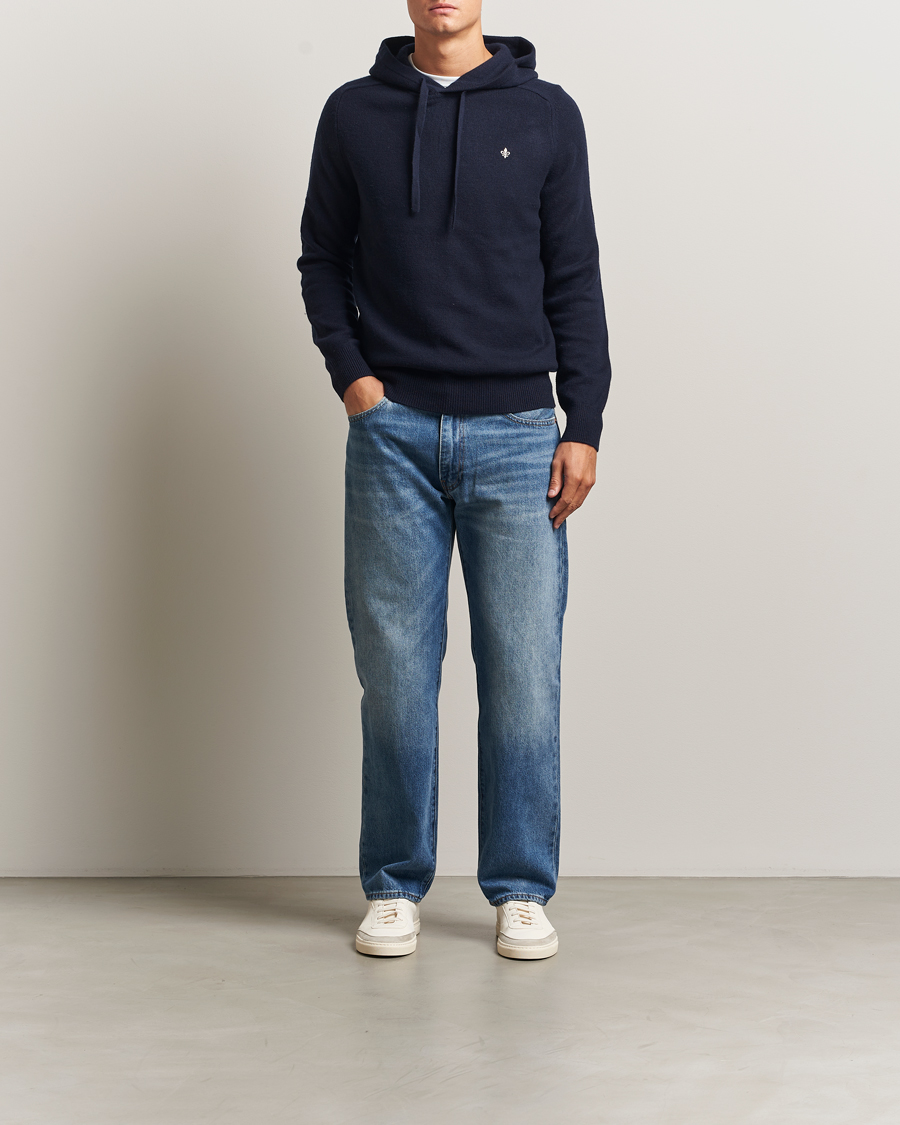 Heren | Truien | Morris | Hertford Lambswool Hoodie Navy