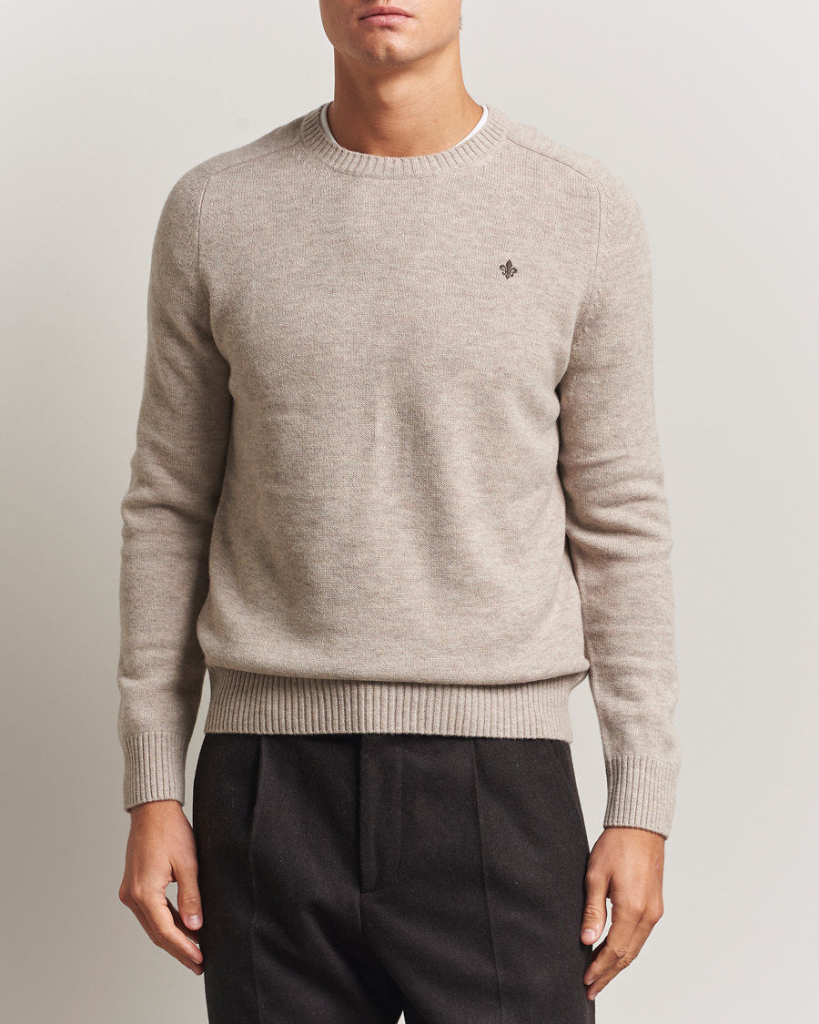 Heren | Truien | Morris | Hertford Lambswool Merino Crew Neck Khaki