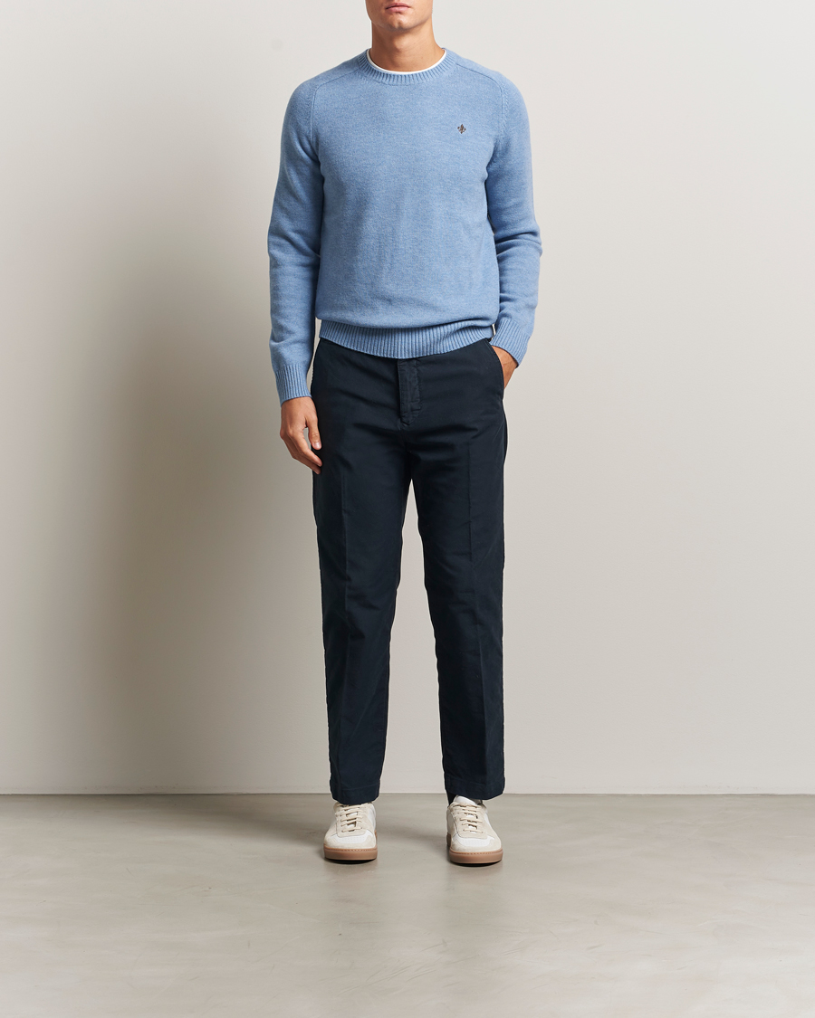 Homme | Pulls Et Tricots | Morris | Hertford Lambswool Merino Crew Neck Light Blue
