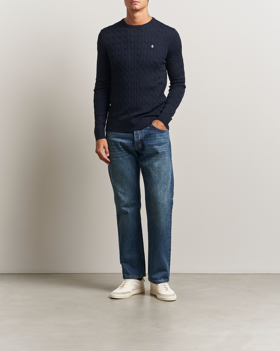 Homme | Pulls Et Tricots | Morris | Merino Cable O-Neck Navy