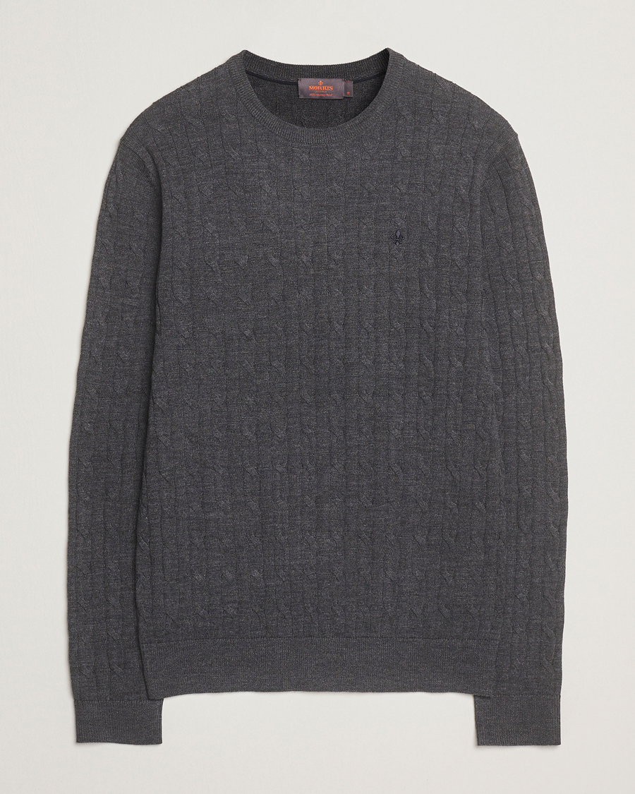 Homme | Pulls Et Tricots | Morris | Merino Cable O-Neck Grey