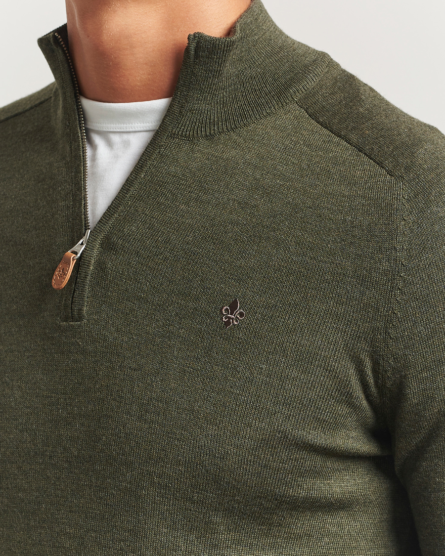 Heren | Truien | Morris | John Merino Half Zip Olive