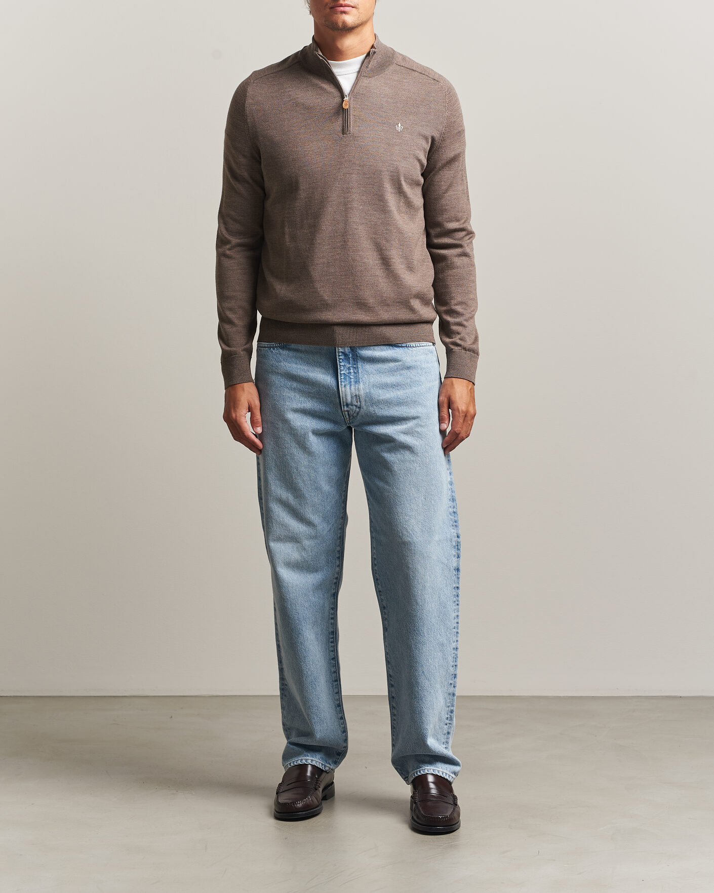 Homme | Pulls Et Tricots | Morris | John Merino Half Zip Brown