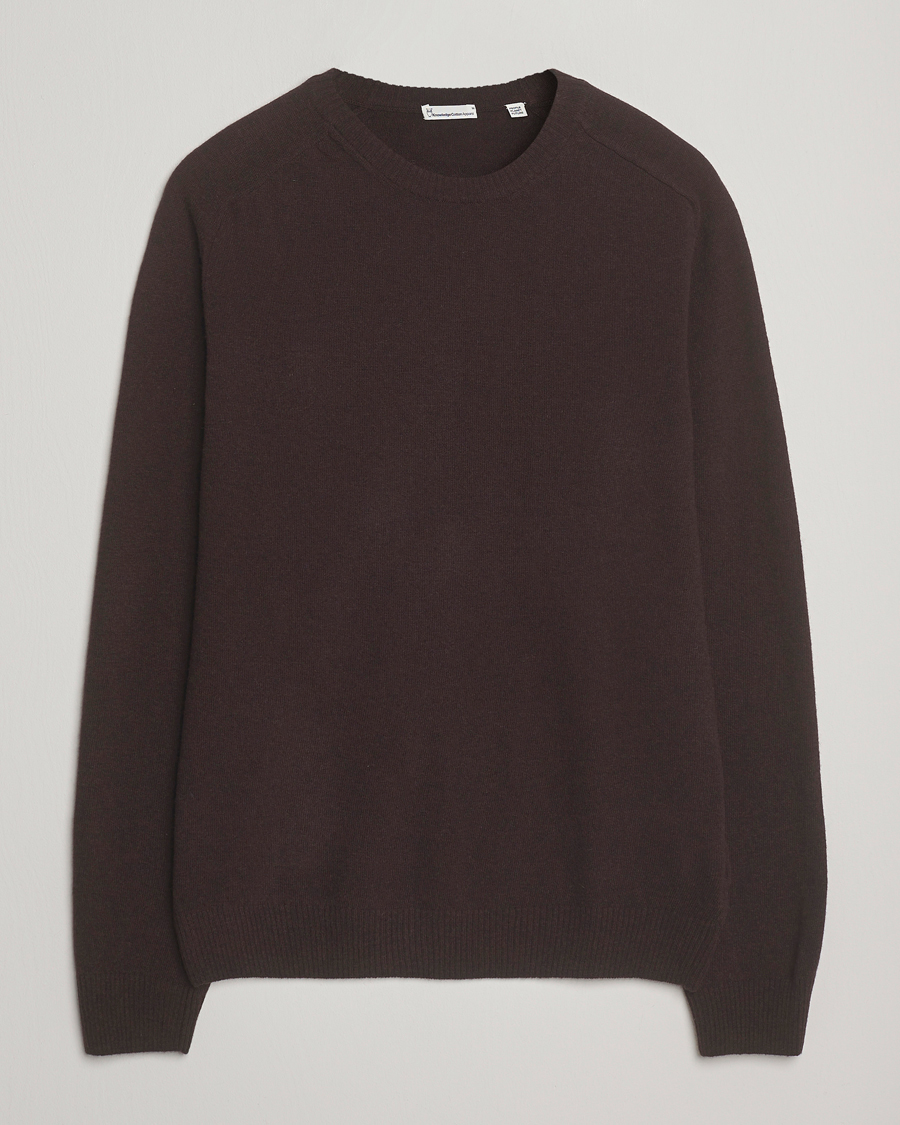 Homme | Pulls Et Tricots | KnowledgeCotton Apparel | Lambswool Roundneck Chocolate