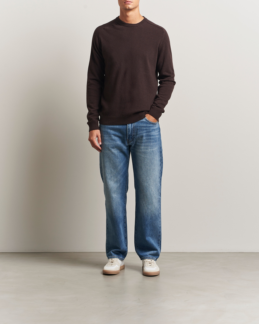 Homme | Pulls Et Tricots | KnowledgeCotton Apparel | Lambswool Roundneck Chocolate